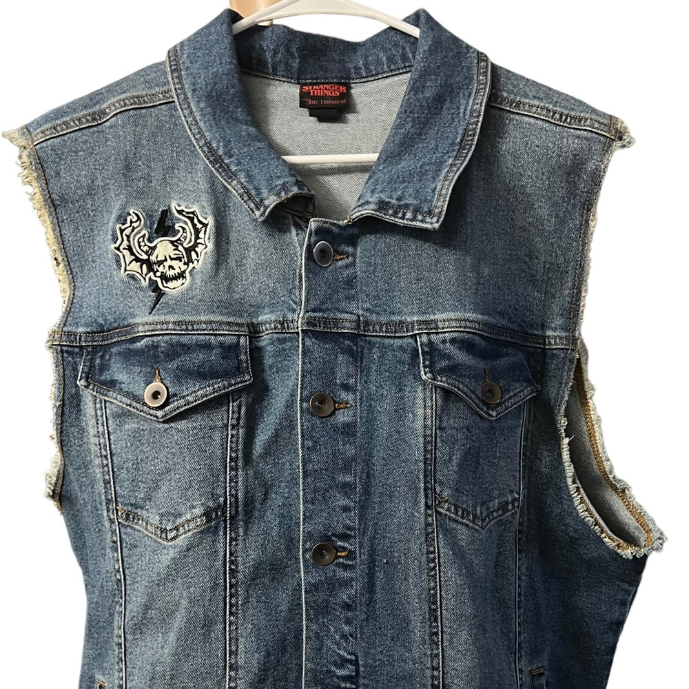 Men’s Blue Netflix Stranger Things Muppet Master Biker Vest 2XL